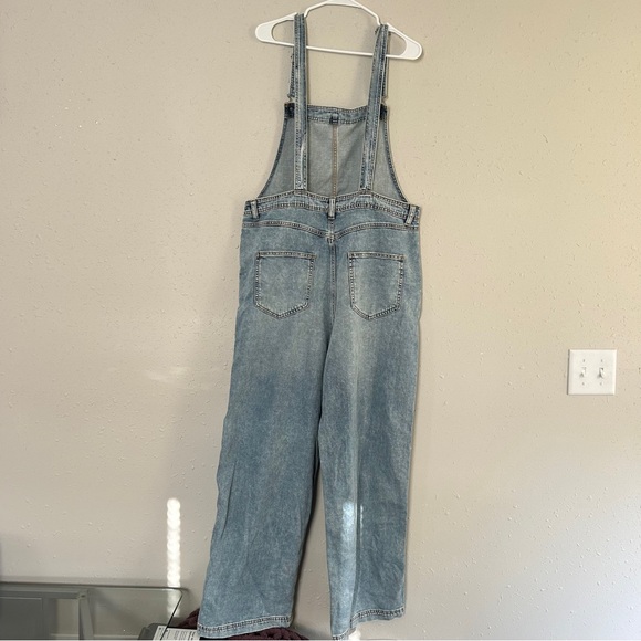 NWT Aerie Denim Wide Leg Overalls Y2K 90s Retro Casual Streetwear XL - Picture 7 of 11